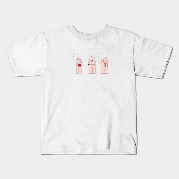 Funny finger couple valentine day Kids T-Shirt by GULSENGUNEL